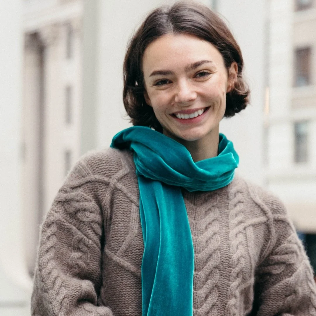Iridescent Emerald Plush Velvet Scarf | Men & Women | Pine
